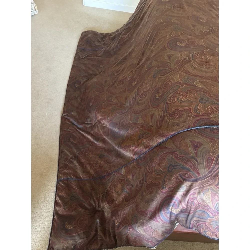 Vintage Ralph Lauren Reversible Queen Full Comforter‎ Navy piping